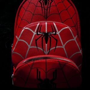Red Spider Web Men's Backpack spiderman 3 pocket loungefly backpack